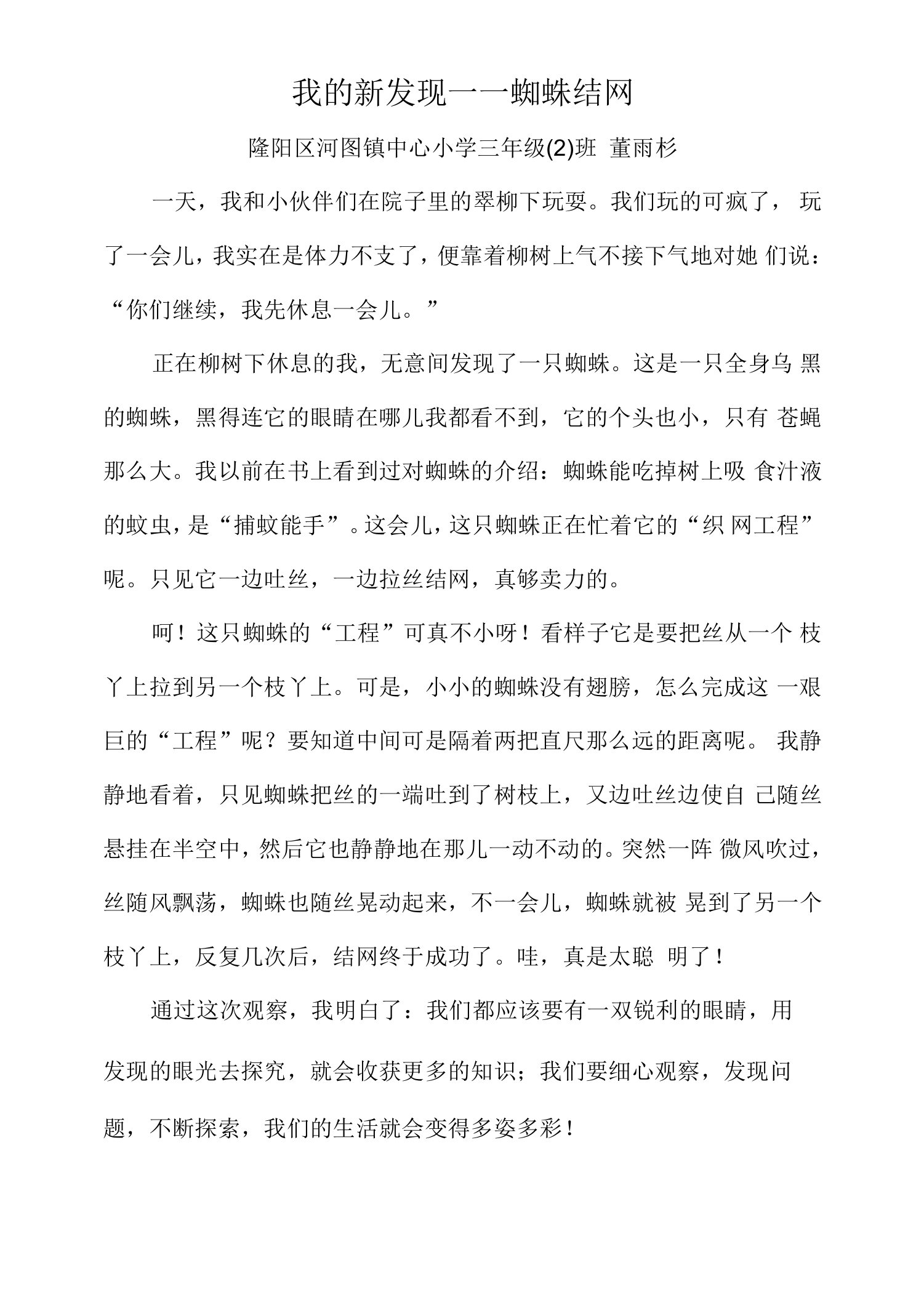 我的新发现——蜘蛛结网