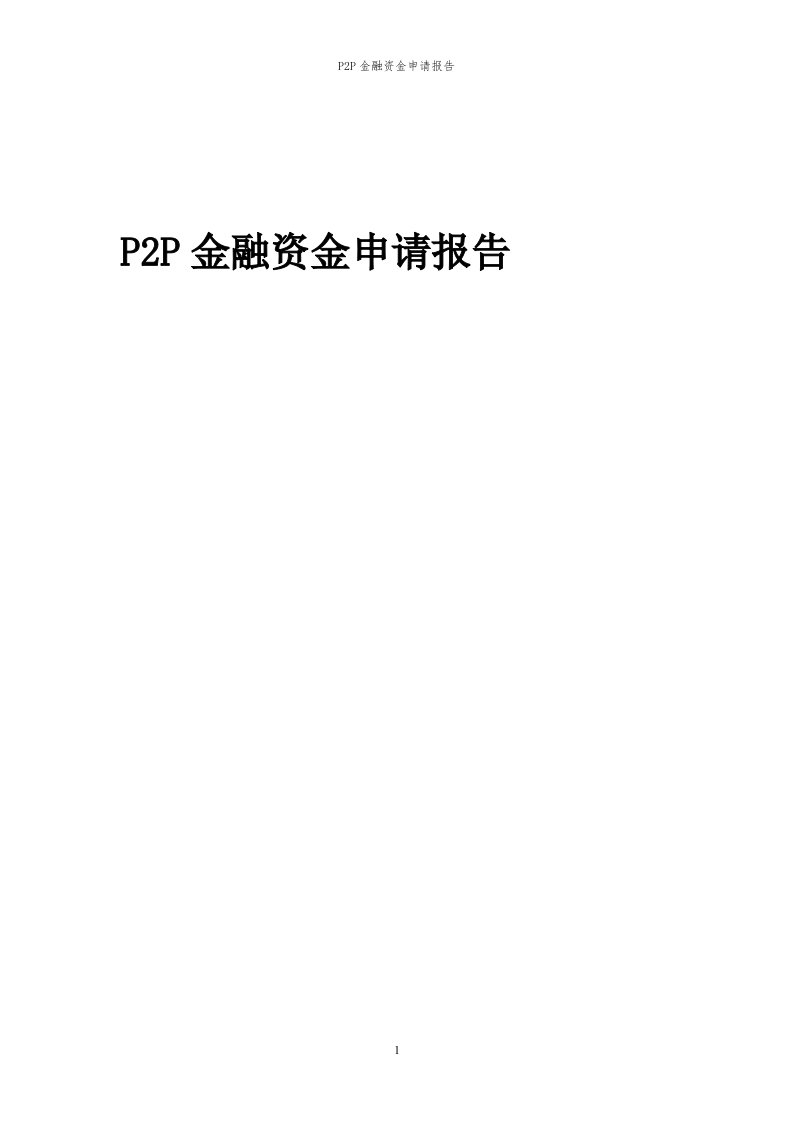 2024年p2p金融项目资金申请报告