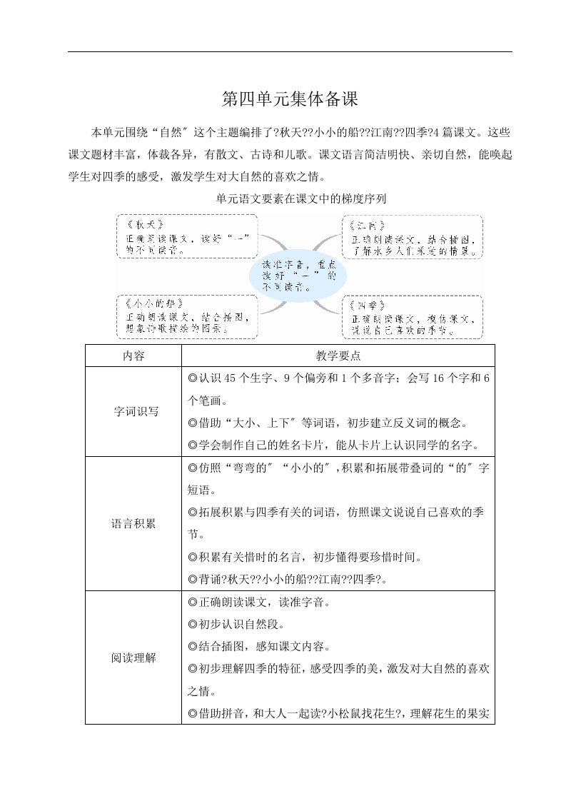 部编版小学语文一年级上册《秋天》教案-最新