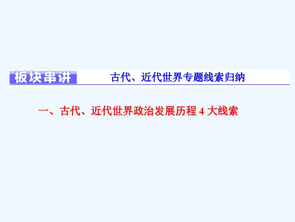 高考历史通用二轮专题复习练酷课件：板块串讲