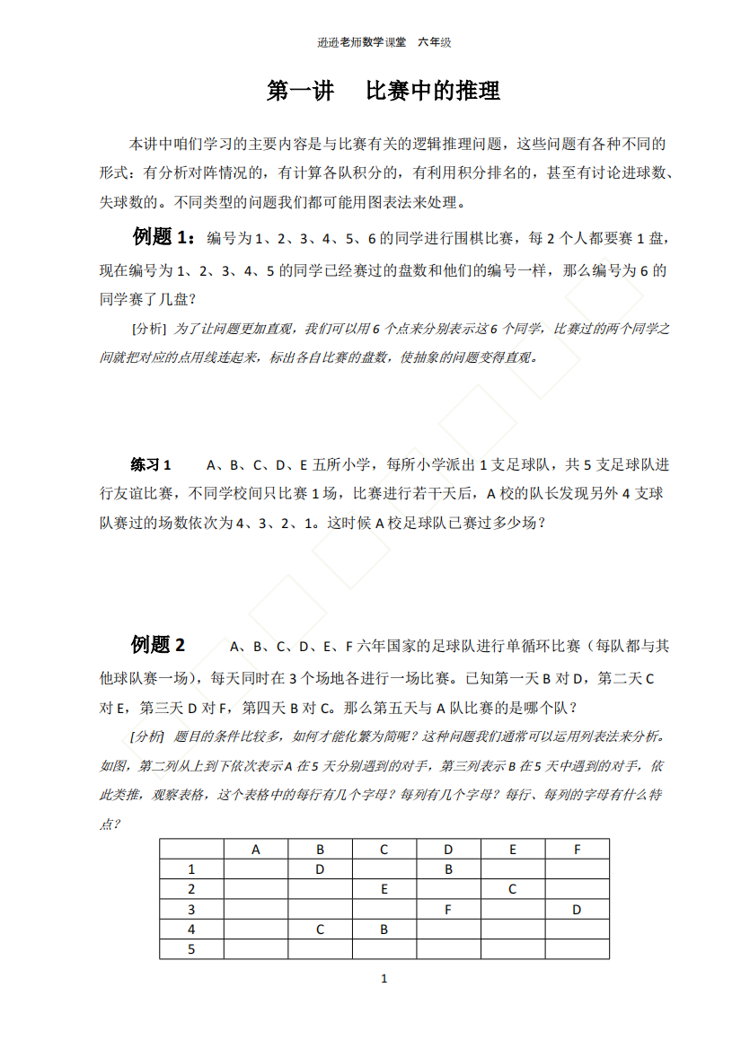 六年级数学思维培养教材(精品文档)-共31页