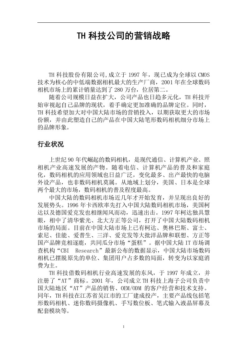 TH科技公司的营销战略(DOC