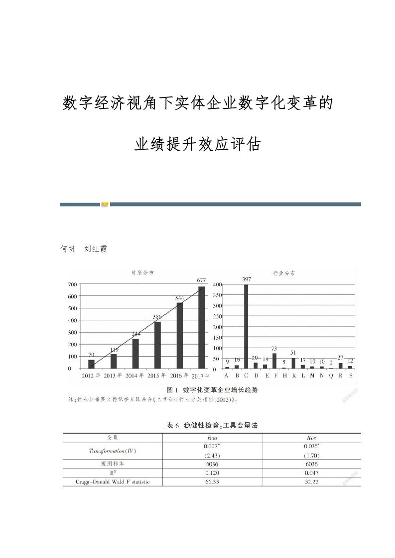 数字经济视角下实体企业数字化变革的业绩提升效应评估