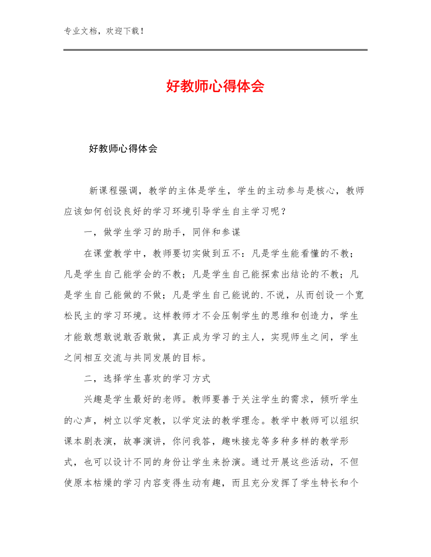 2023好教师心得体会范文30篇