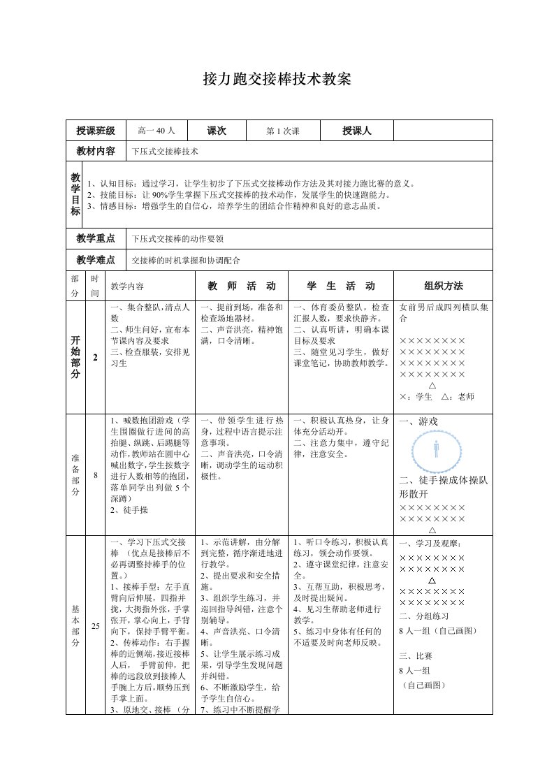 接力跑交接棒技术