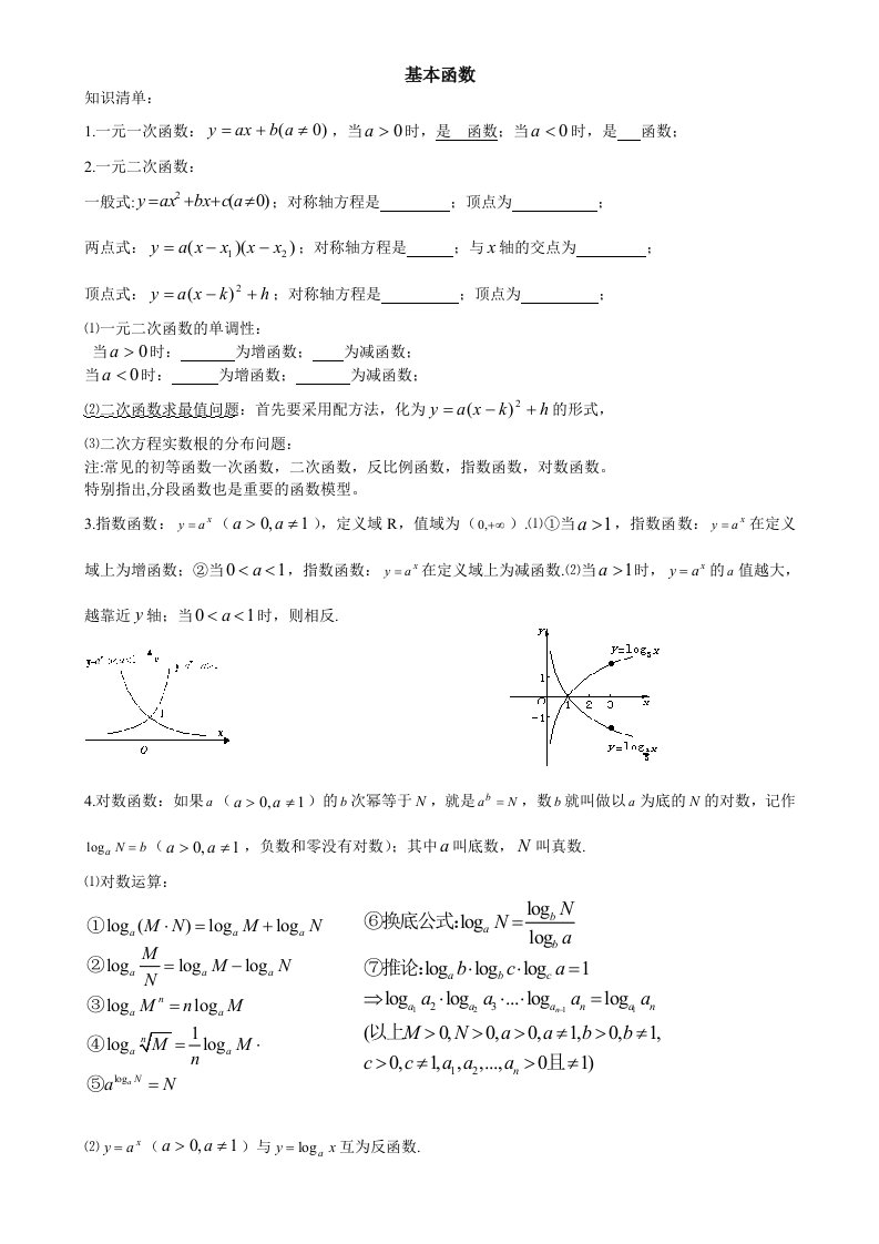 数学教案：基本函数1X