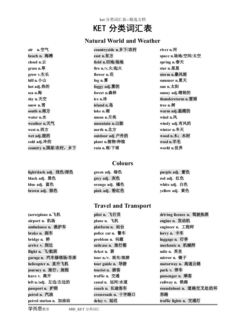 ket分类词汇表--精选文档