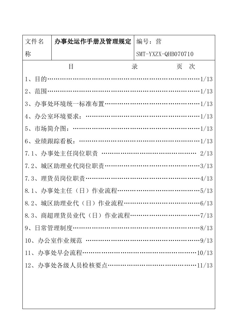 某公司办事处运作手册与管理规章制度