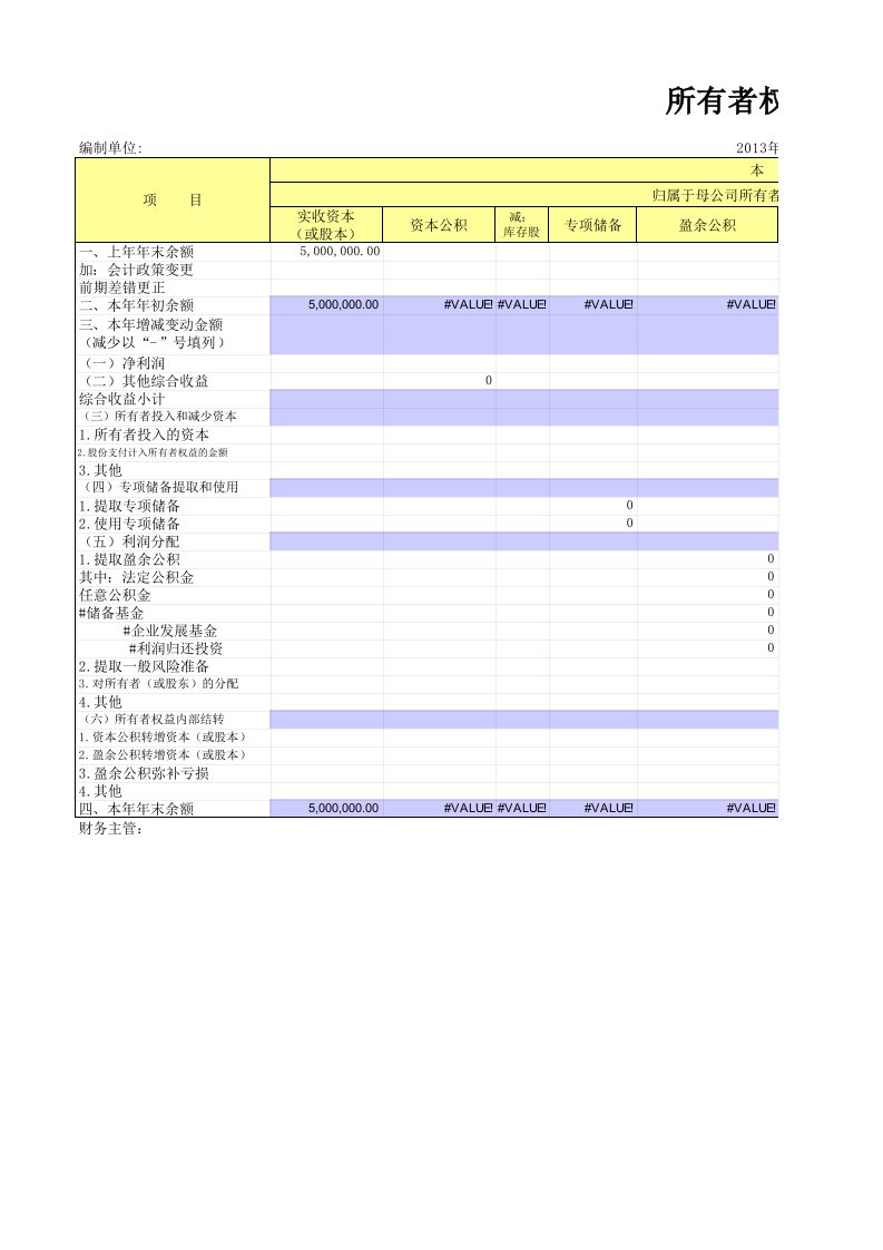 所有者权益变动表