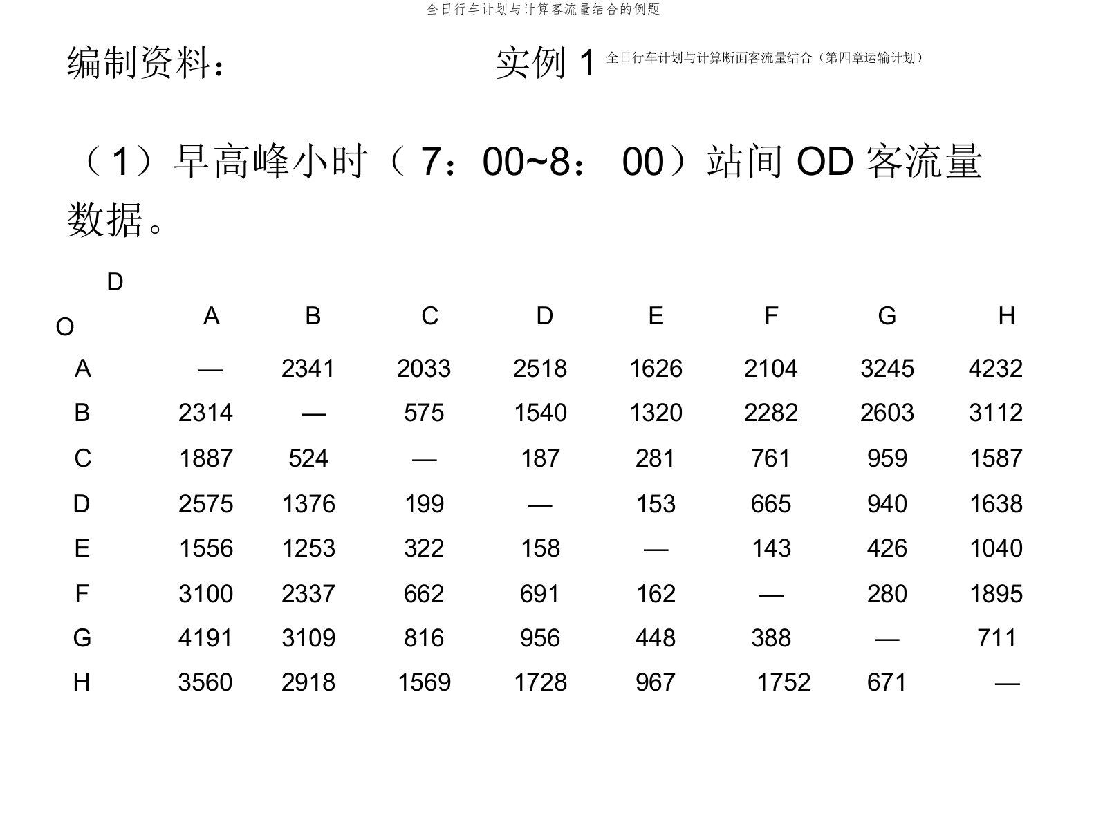 全日行车计划与计算客流量结合的例题