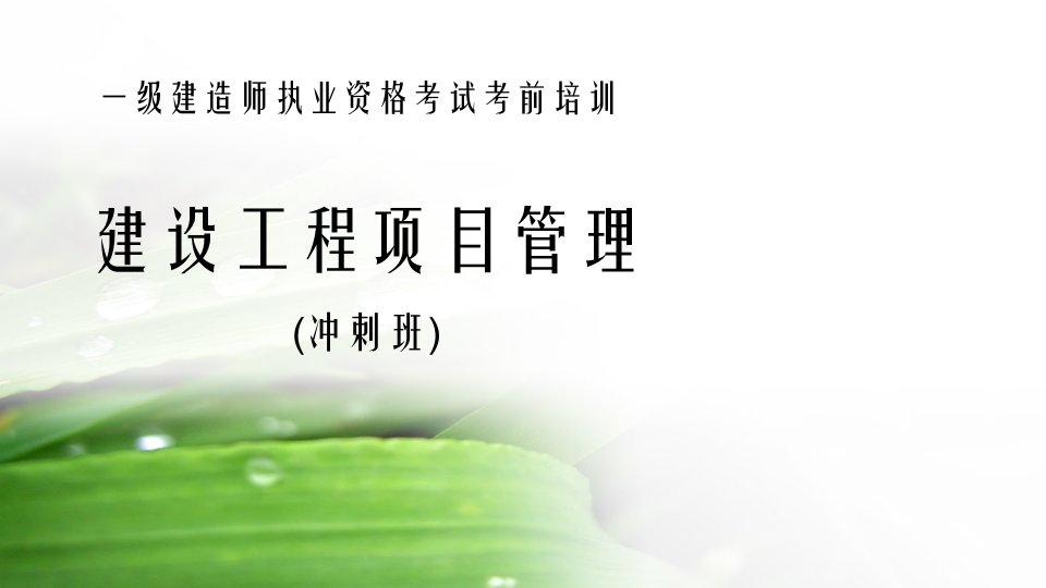 一建项目管理冲刺班1一级建造师过关宝典