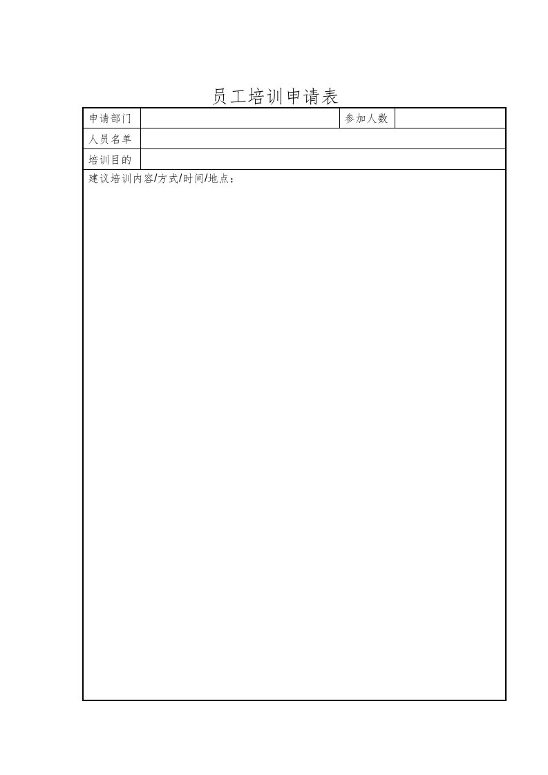 表格模板-员工培训申请表