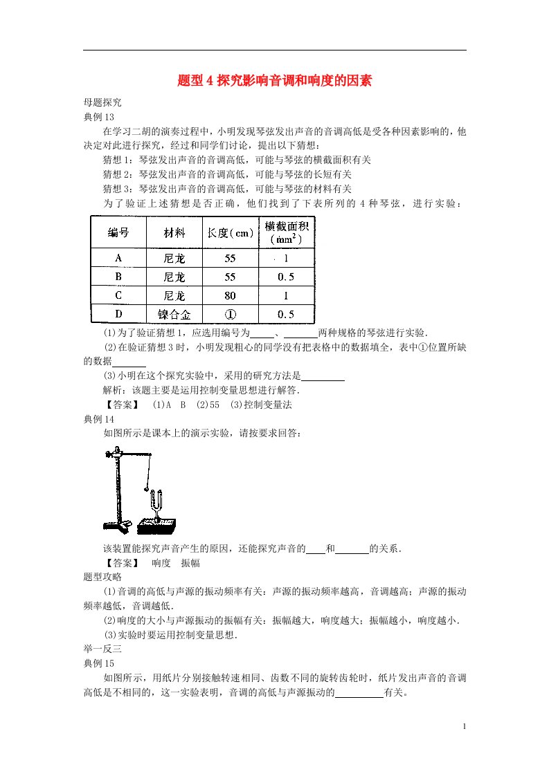 中考物理试题调研