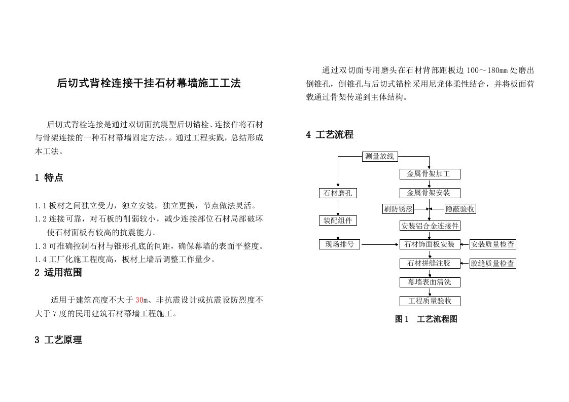 后切式背栓连接干挂石材幕墙施工工法