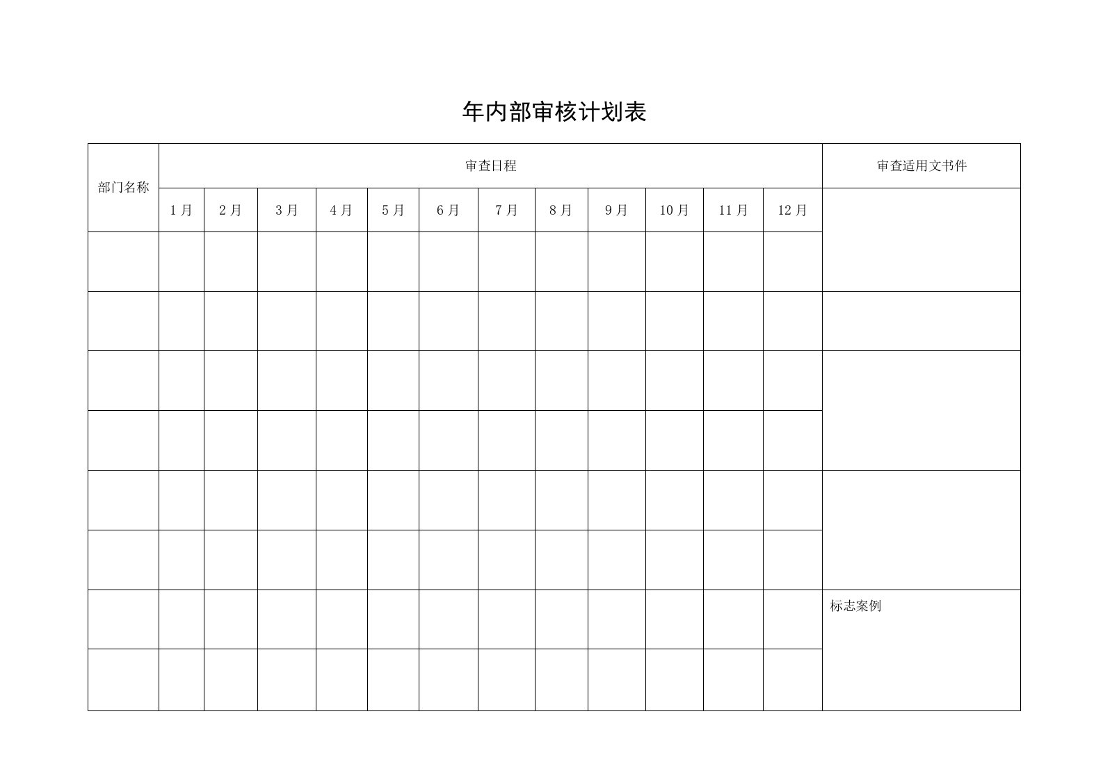 内部审核计划表