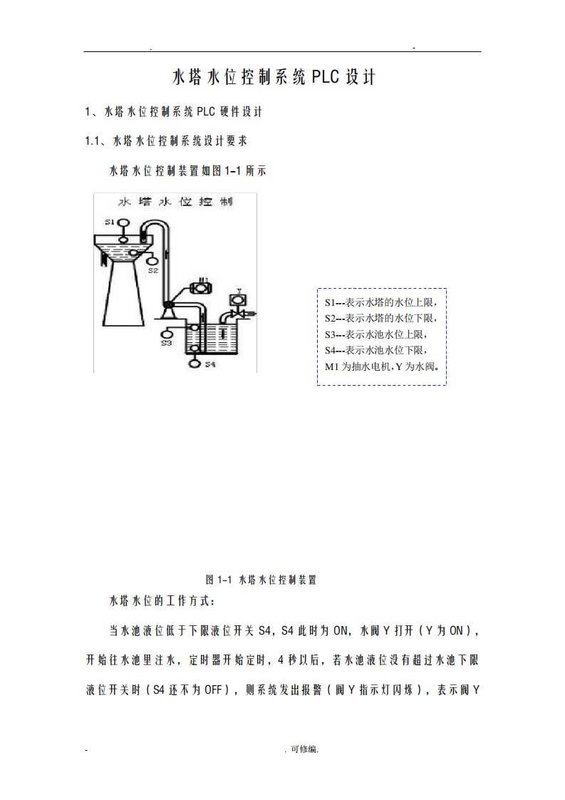 水塔水位控制系统PLC设计