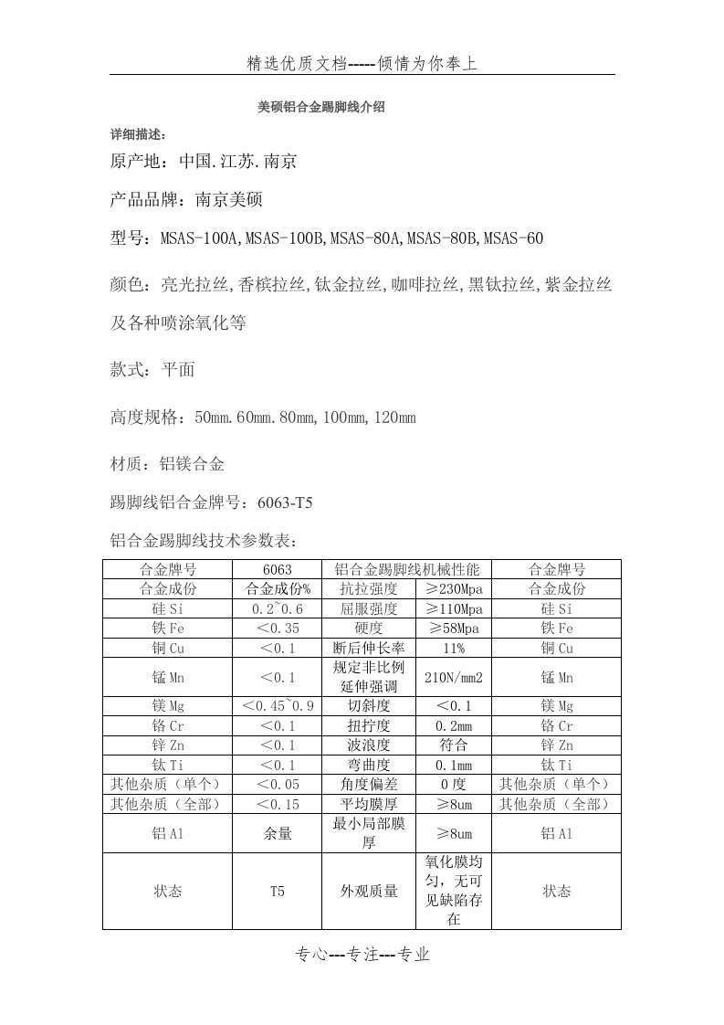 铝合金踢脚线介绍资料(共8页)