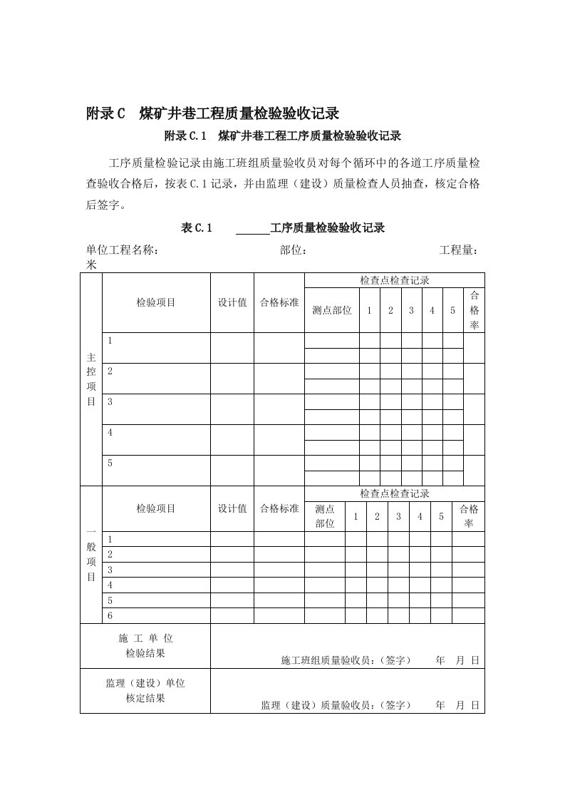 煤矿井巷工程质量验收规范(新表格)