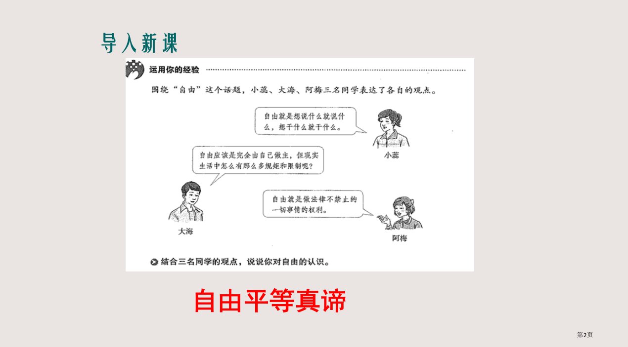 八年级下册7.1自由平等的真谛市公开课一等奖省优质课获奖课件