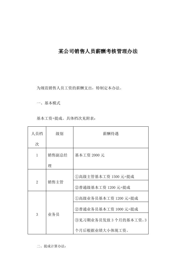 管理制度-ajh某公司销售人员薪酬考核管理办法6