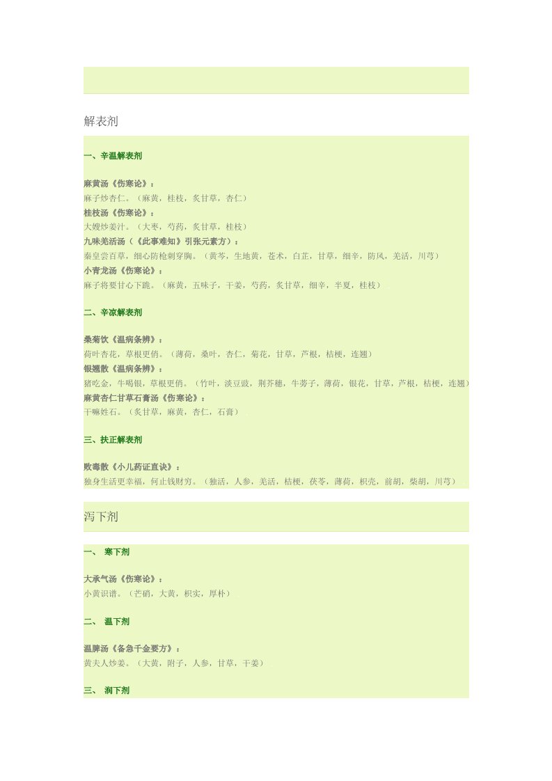 方剂学趣味方歌速记口诀