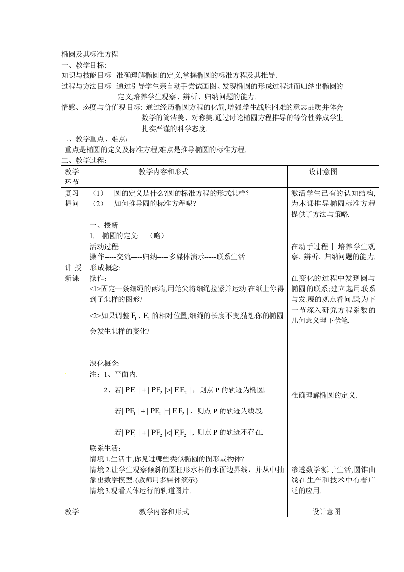 （中小学资料）椭圆及其标准方程