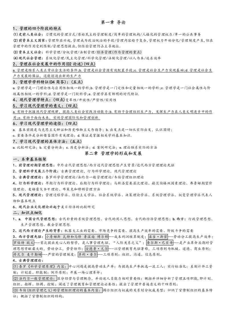 现代管理学(自考复习资料)