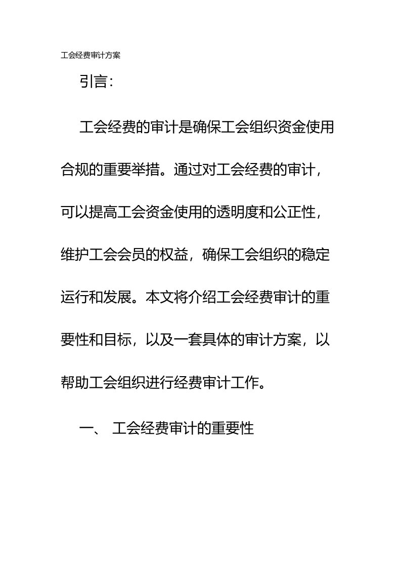 工会经费审计方案