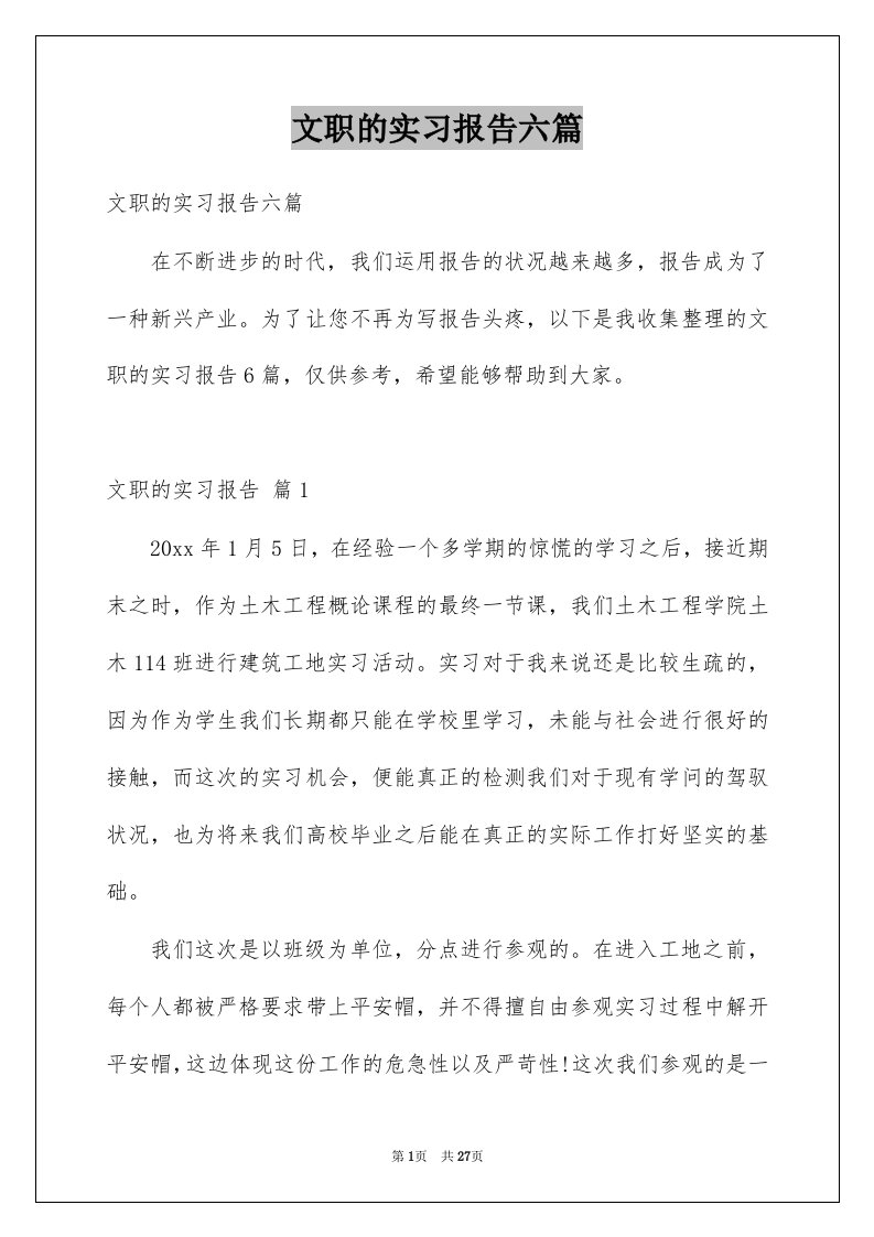 文职的实习报告六篇