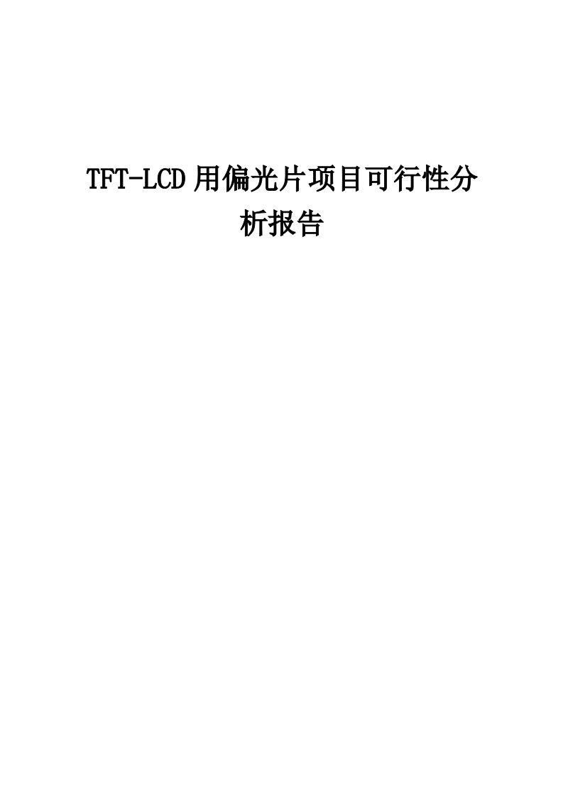 TFT-LCD用偏光片项目可行性分析报告