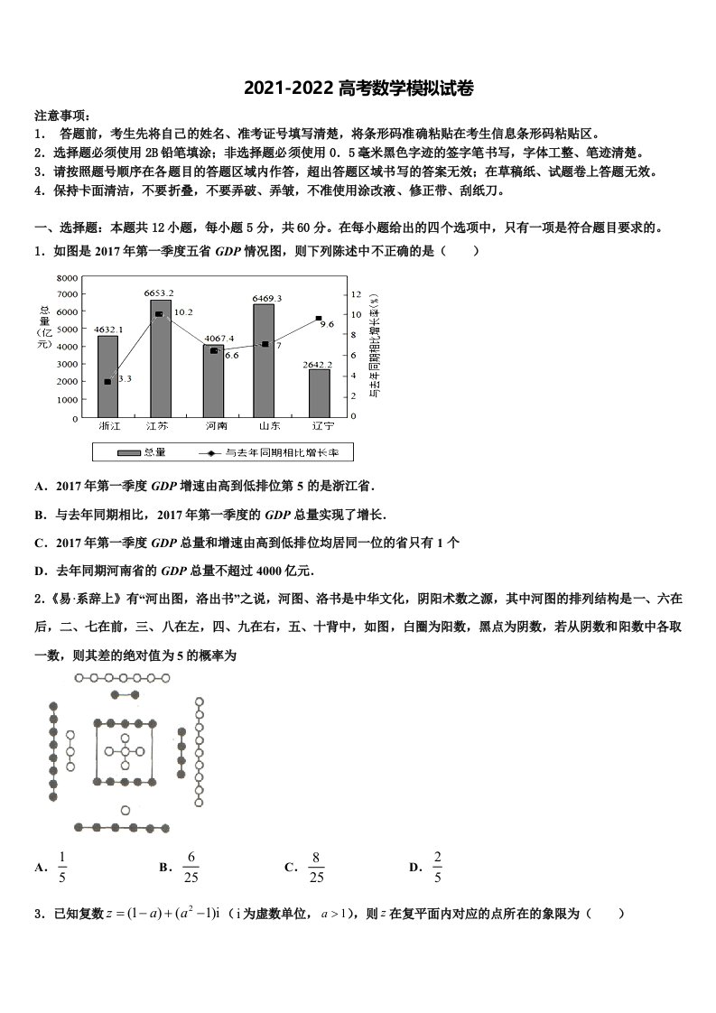 2022年甘肃省天水高中名校高三下第一次测试数学试题含解析