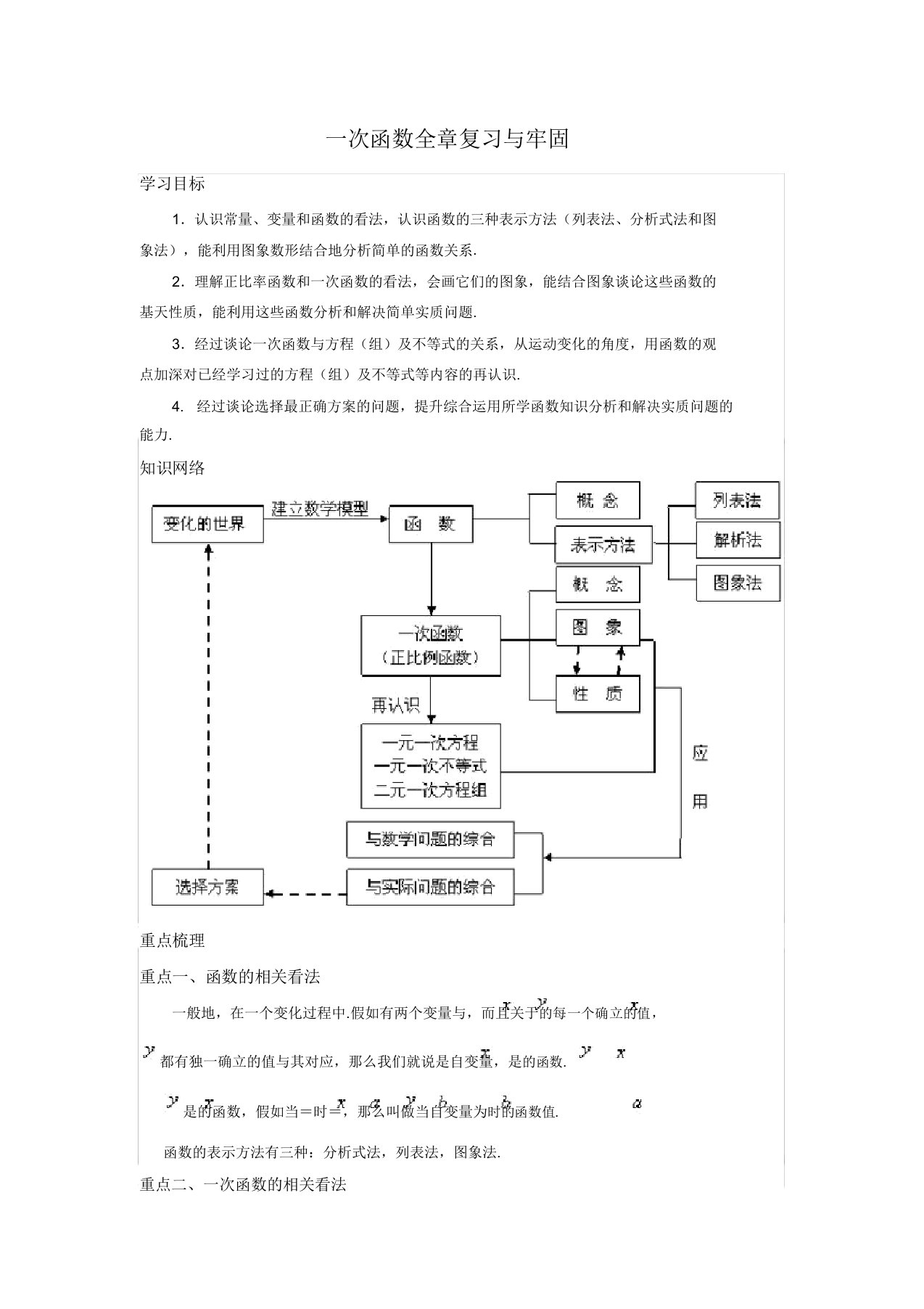 初二数学一次函数全章复习与巩固