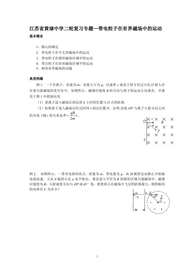 二轮复习专题——带电粒子在有界磁场中的运动