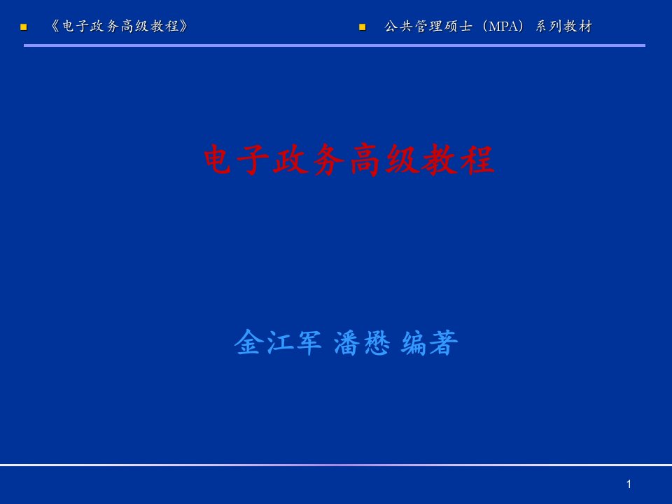 《电子政务高级教程》课件