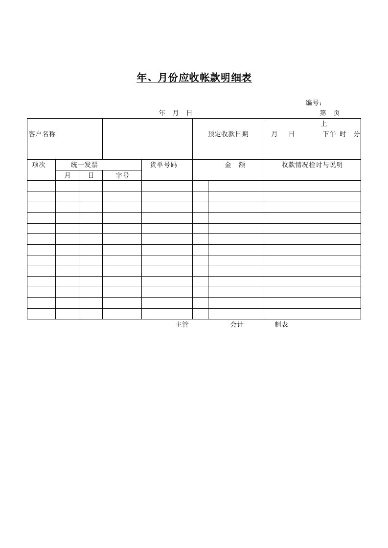 企业常用管理表格大全476