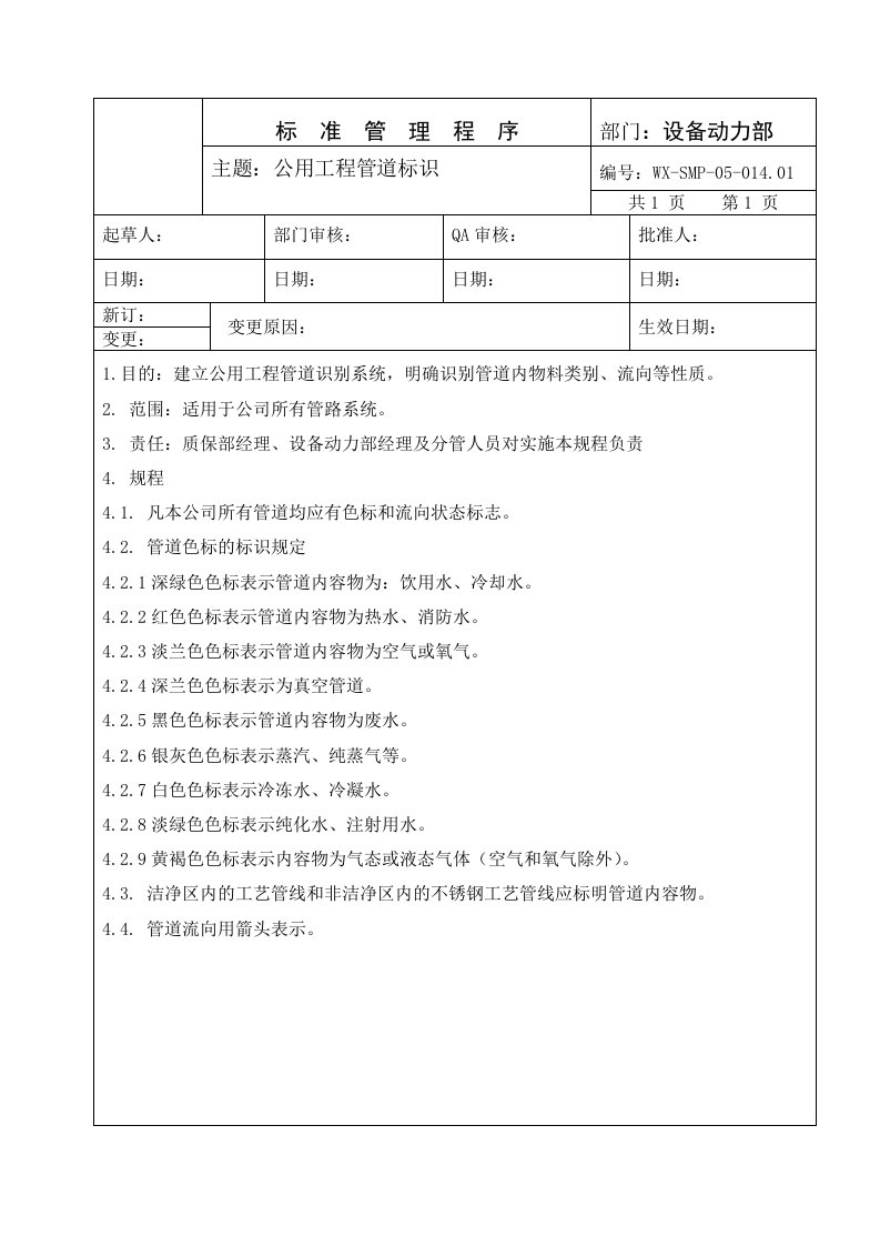 建筑工程管理-SMP0501401公用工程管道标识