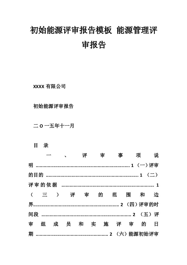 初始能源评审报告模板