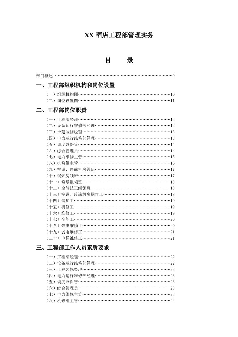 酒类资料-XX酒店工程部管理实务