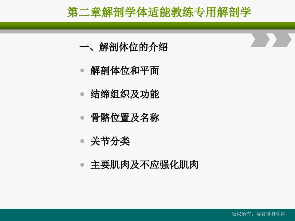 管理学私人健身教练课程第二章解剖学课件