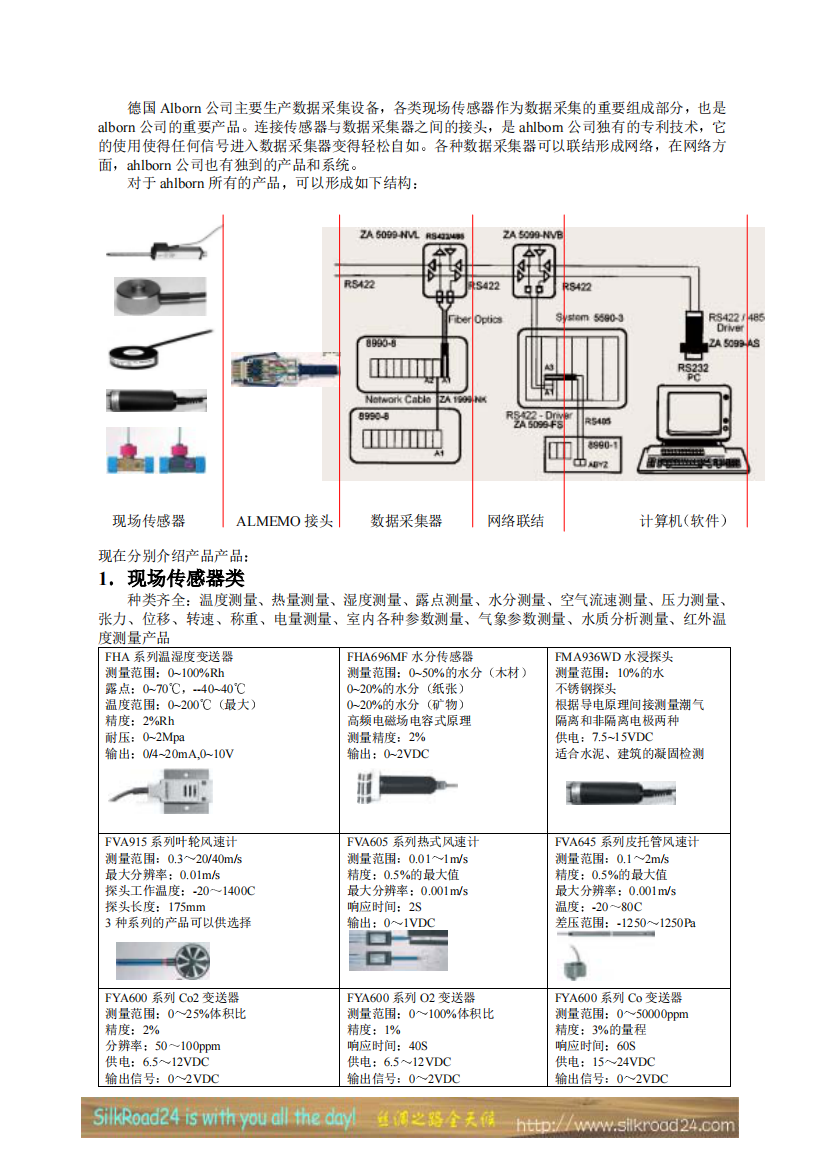 德国Alborn公司主要生产数据采集设备各类现场传感器作..