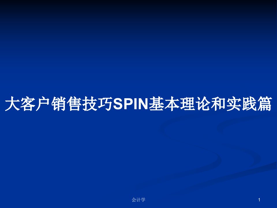 大客户销售技巧SPIN基本理论和实践篇PPT学习教案