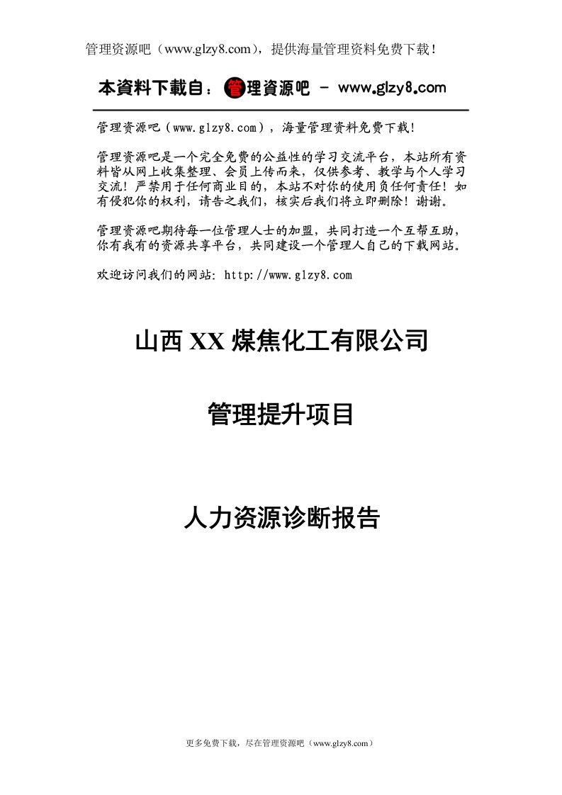 煤焦化工有限公司人力资源诊断报告