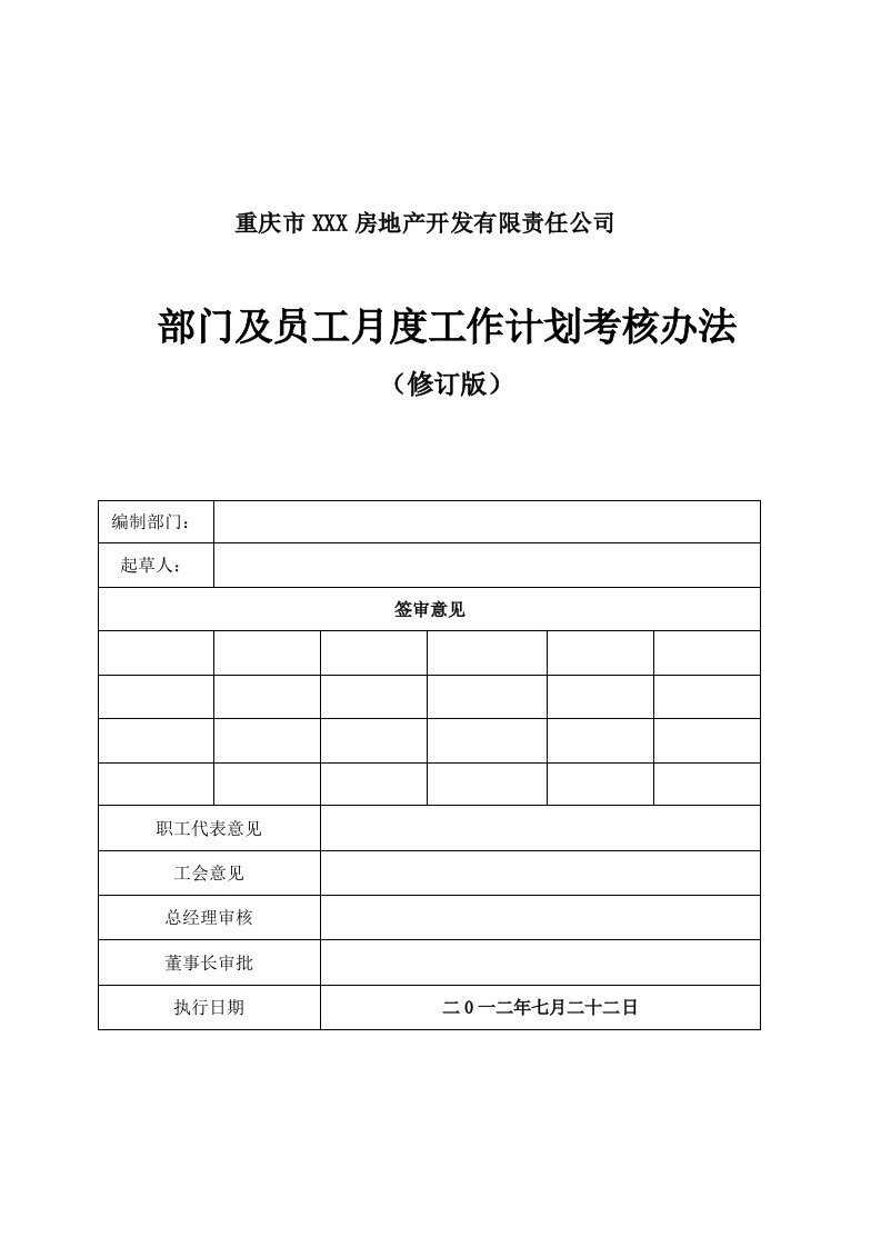 实战型房地产企业集绩效考核方案