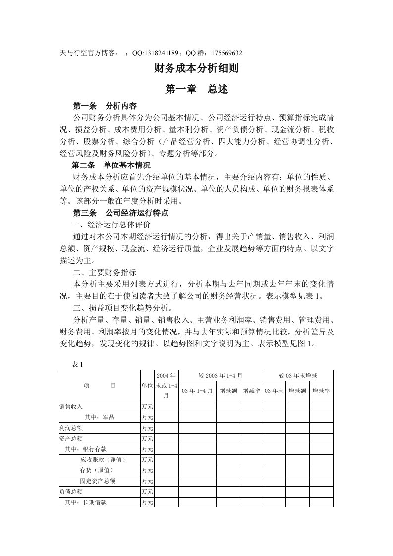 财务成本分析细则