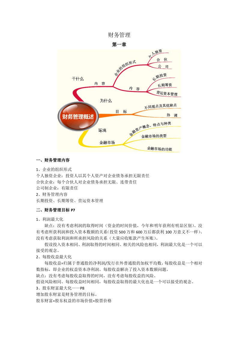 财务管理各章节整理