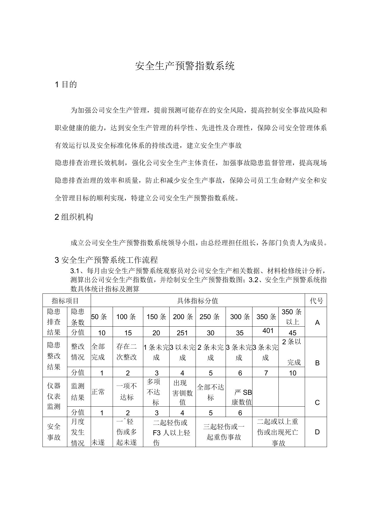 安全生产预警指数系统