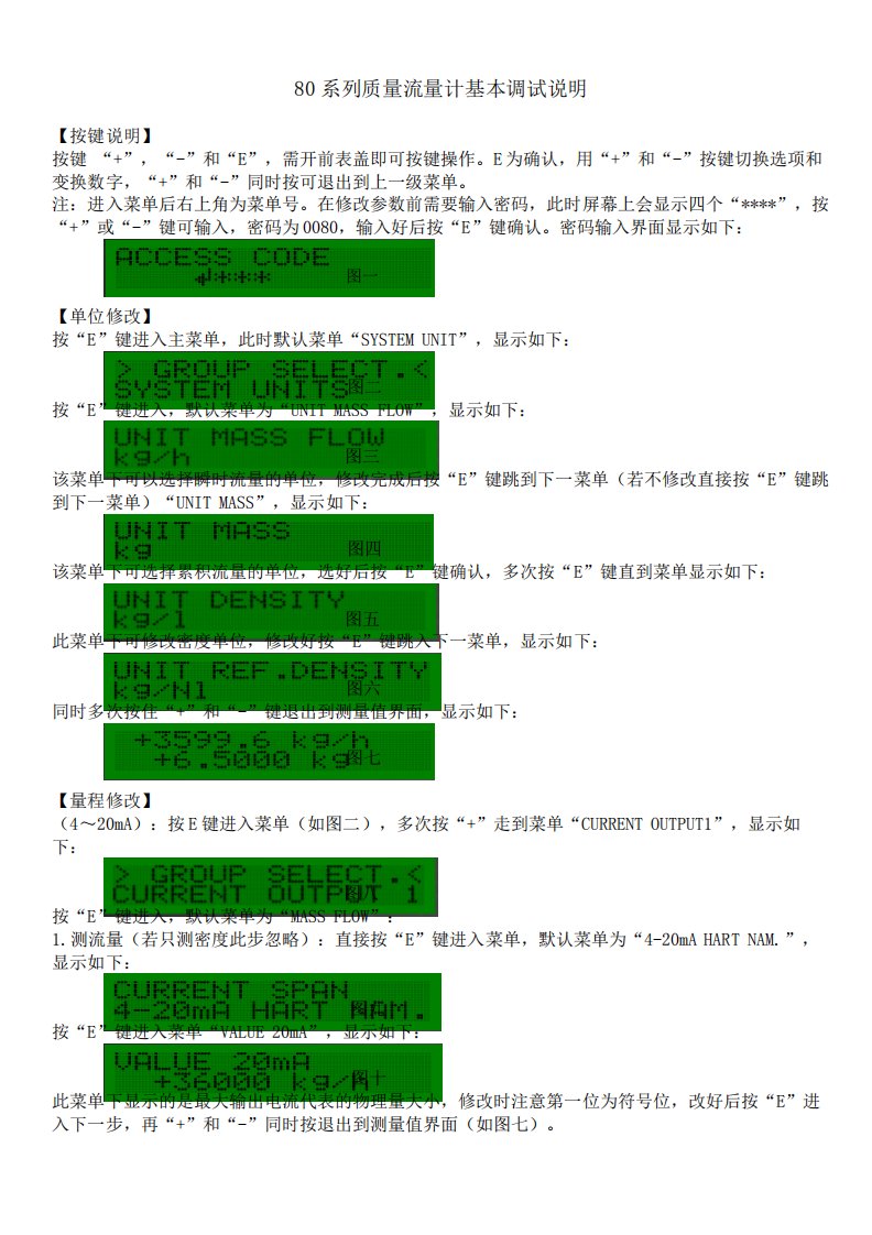 E+H质量流量计基本调试说明80