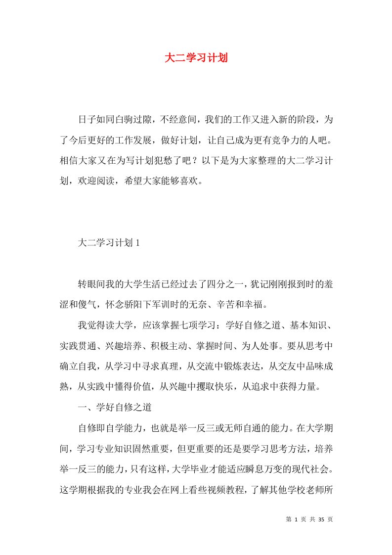 大二学习计划