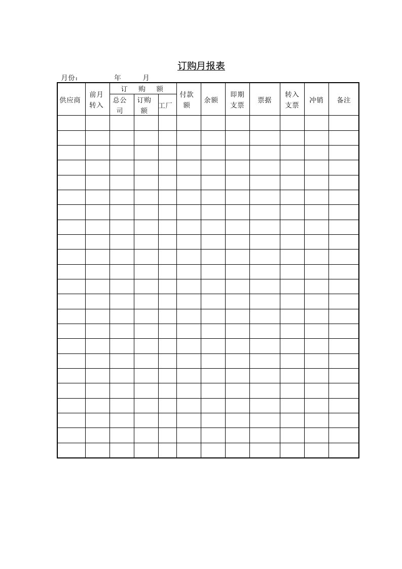 企业库存月报表手册19