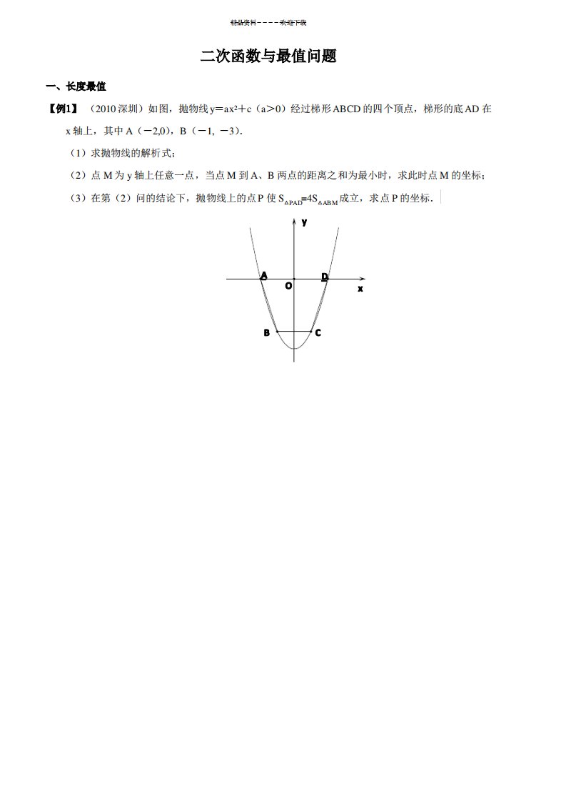 二次函数综合题——二次函数与最值问题